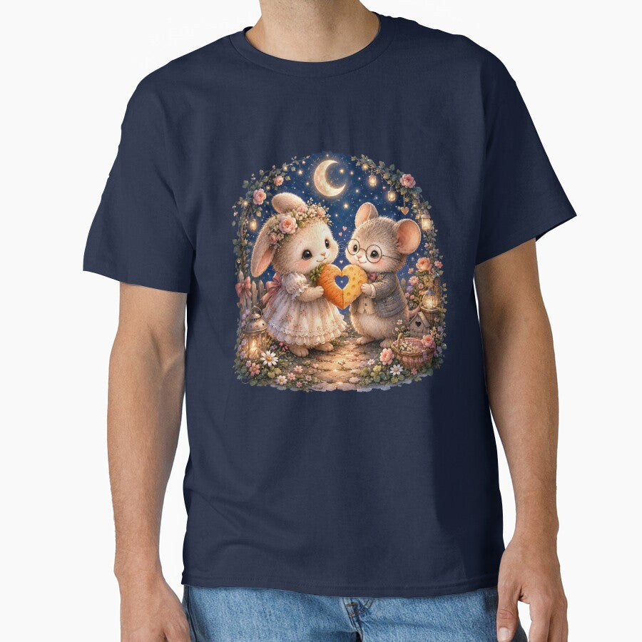 Cottagecore Bunny & Mouse Heart Friendship Watercolor Woodland by MagicMakerPh