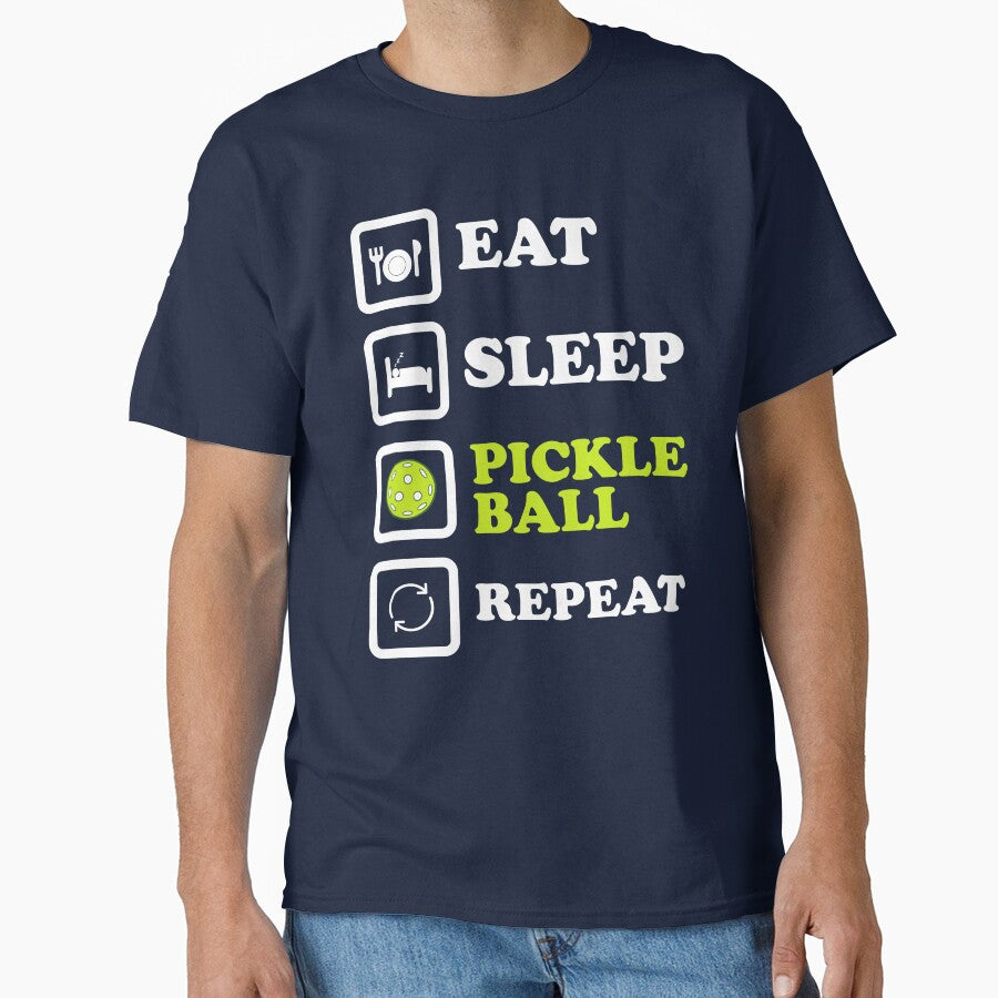 Eat Sleep Pickleball Repeat | Funny Silhouette for Pickleball Fans by Sunserize Designs