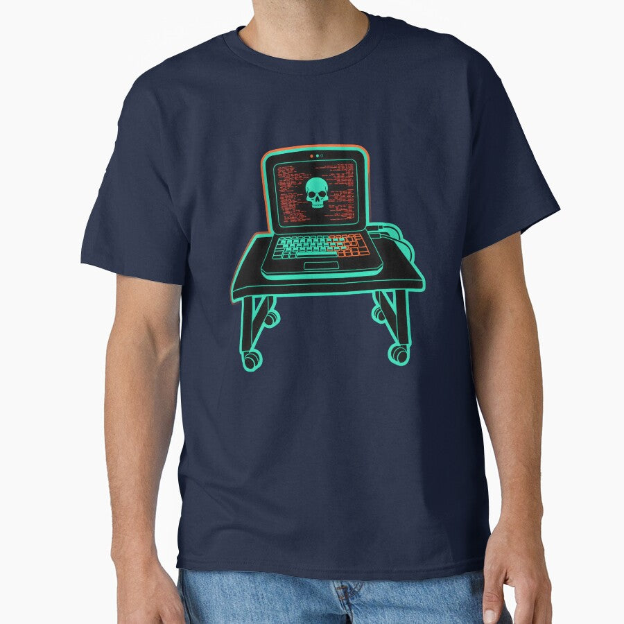 Retro Cyber Hacker Laptop Neon Glitch Art by PixelThrive