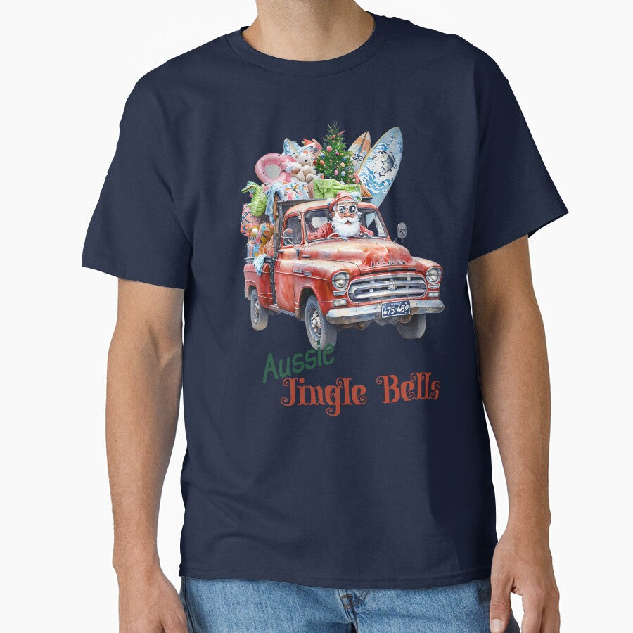 Aussie Jingle Bells Red Vintage Truck Surf Christmas by ArtisticDesignsbyLinda