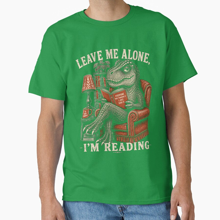 Sarcastic T Rex Reading Books Vintage Retro 2 by BeardWave