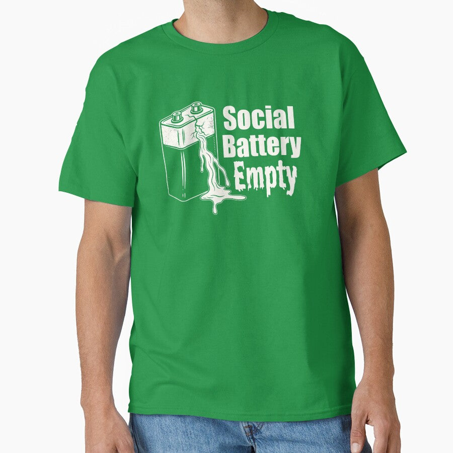 Social Battery Empty T-Shirt | Introvert Draining Battery by brent778