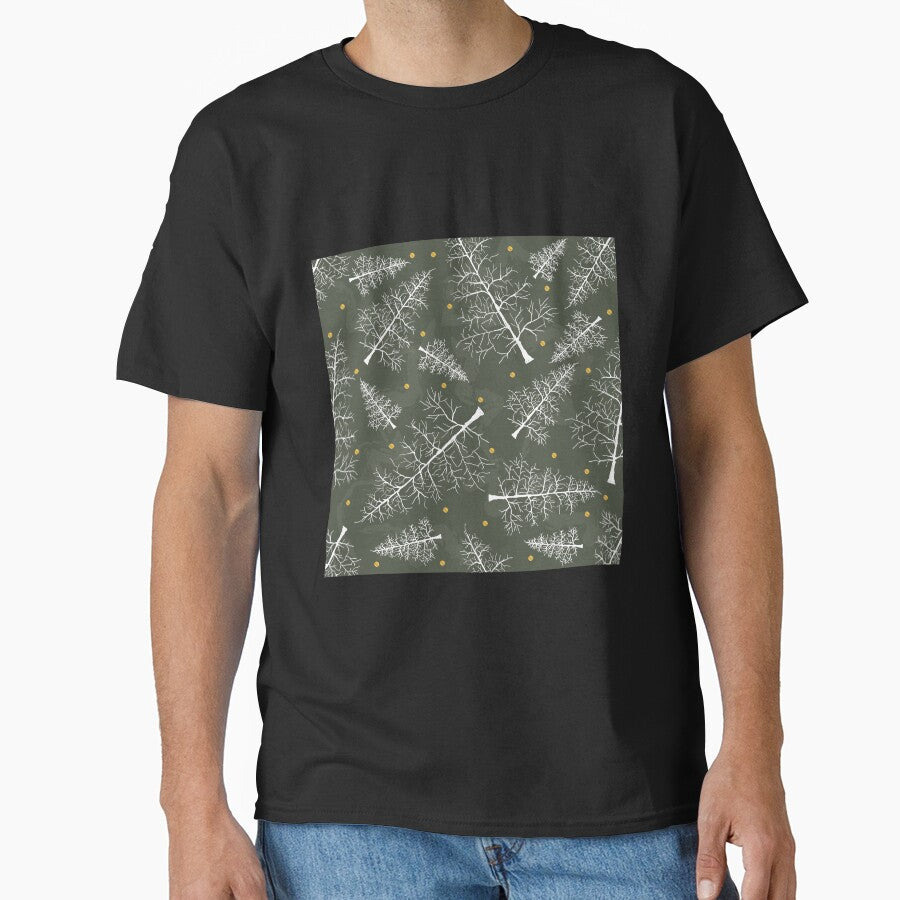 Christmas Glimmer: White Pines on Olive Green by PrintsByAnnJ