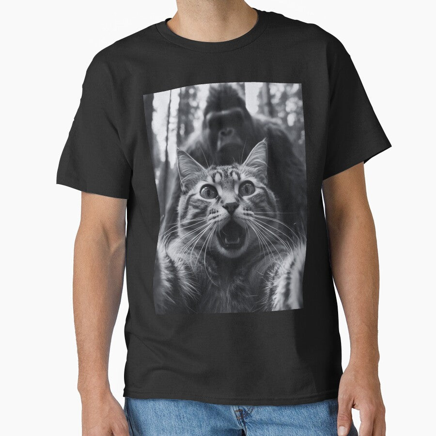 Cat Selfie With Bigfoot Funny 3 by Saxon Designs