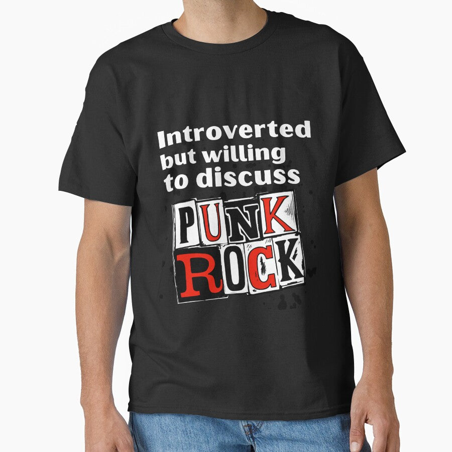 Introverted But Willing To Discuss Punk Rock Funny Introvert Tshirt by OldSkullDesigns
