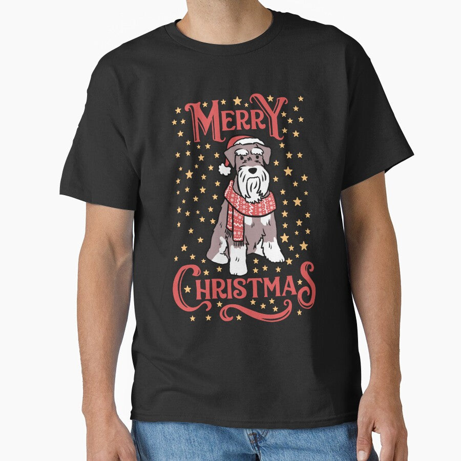 Merry Christmas Cute christmas miniature schnauzer illustration by Yarafantasyart