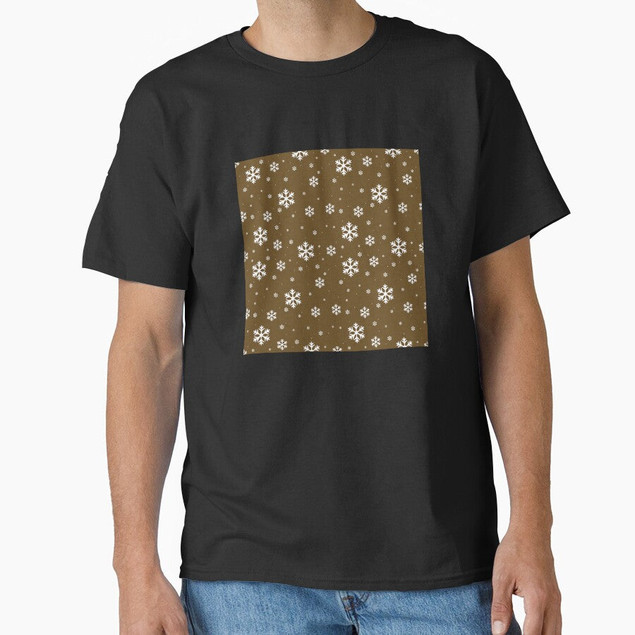 Christmas Snow Flakes on Brown 2 by PrintsByAnnJ