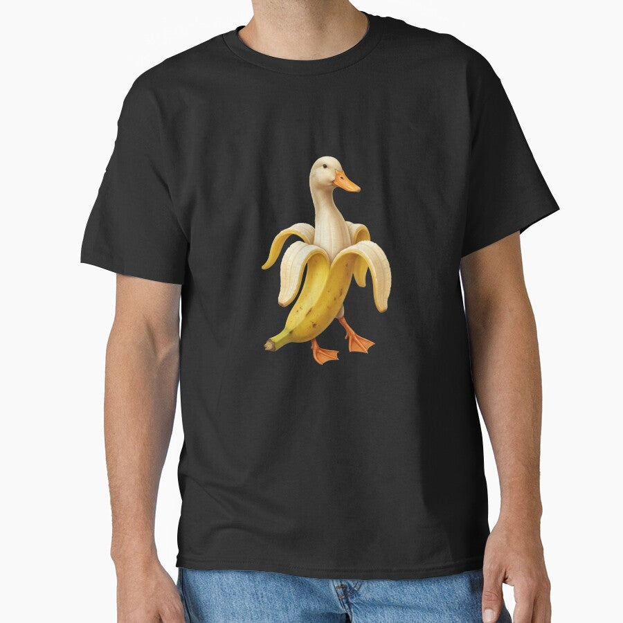 Duck in Banana Funny T-Shirt | Cute Duck Fruit Meme Animal Graphic Gift by Trendably
