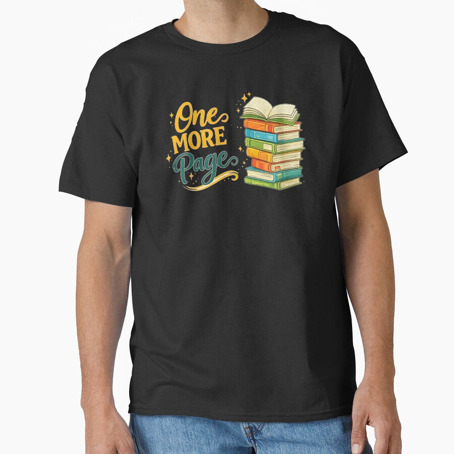 One More Page Book Lover Shirt – Minimalist Reading Design, Bookworm Aesthetic, Reader Gift, World Book Day T-Shirt by Final Chance Designs⭐️⭐️⭐️⭐️⭐️