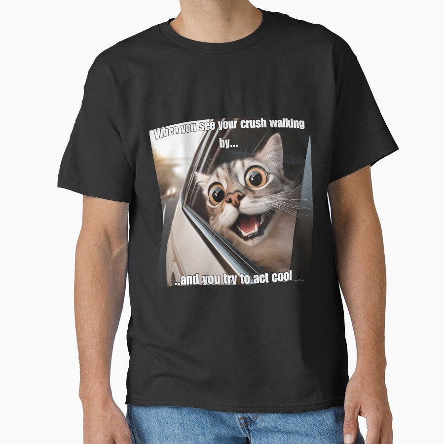 Funny Screaming Cat Meme - When You See Your Crush Walking By by CatmemesArt