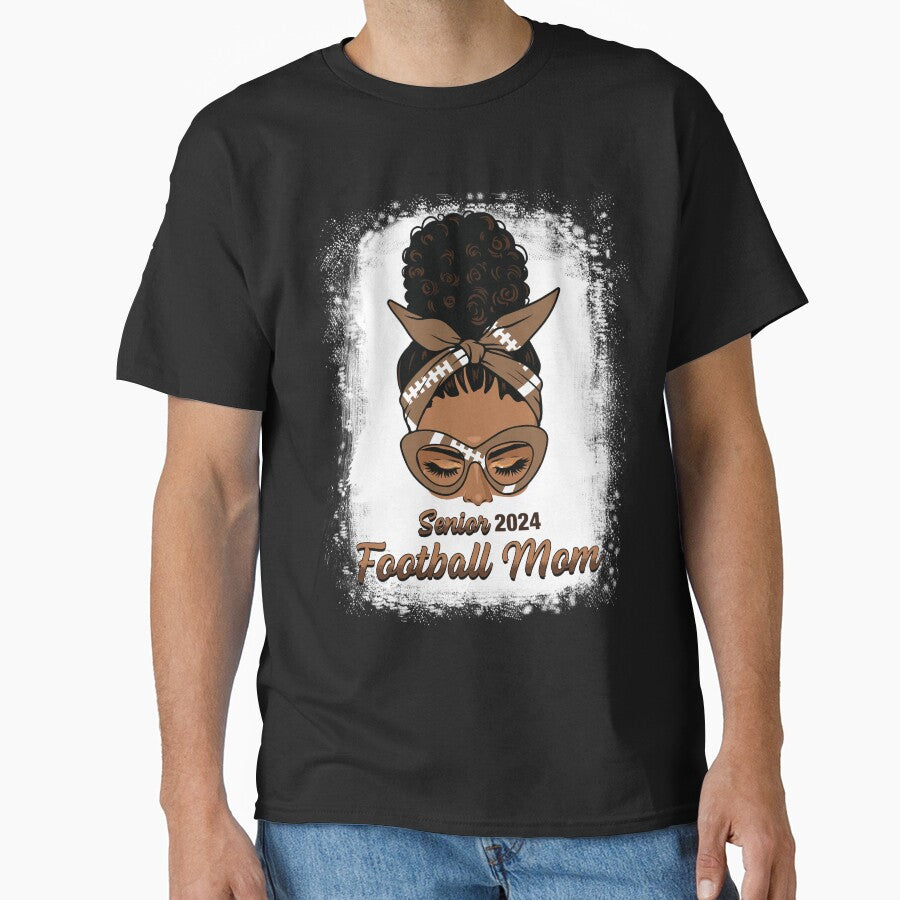 Afro Messy Bun Football Mom Shirt, Funny Football Mom Shirt, Game Day Footabll, Sport Mom Shirt by winfredkareem