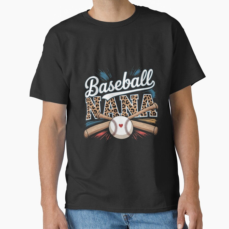 Baseball Nana Game Day Leopard Retro Baseball Mother's Day by AvenStudioCo