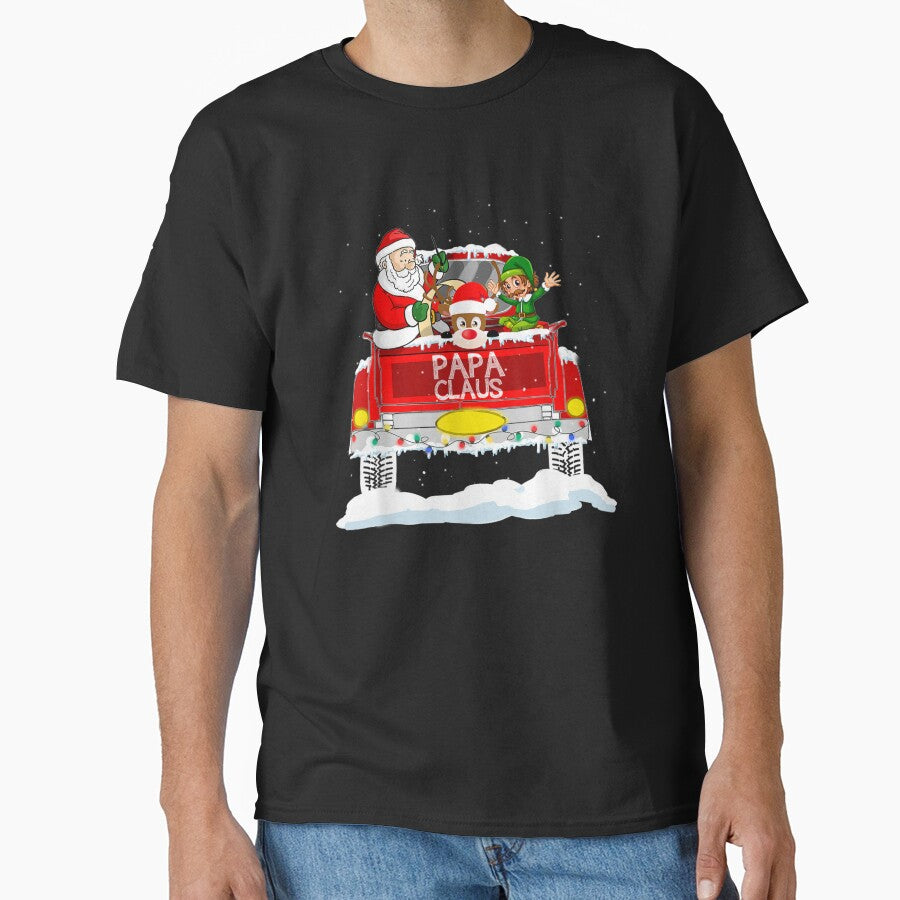 Mens Papa Claus Reindeer Elf Truck Rides Christmas by lishakaren