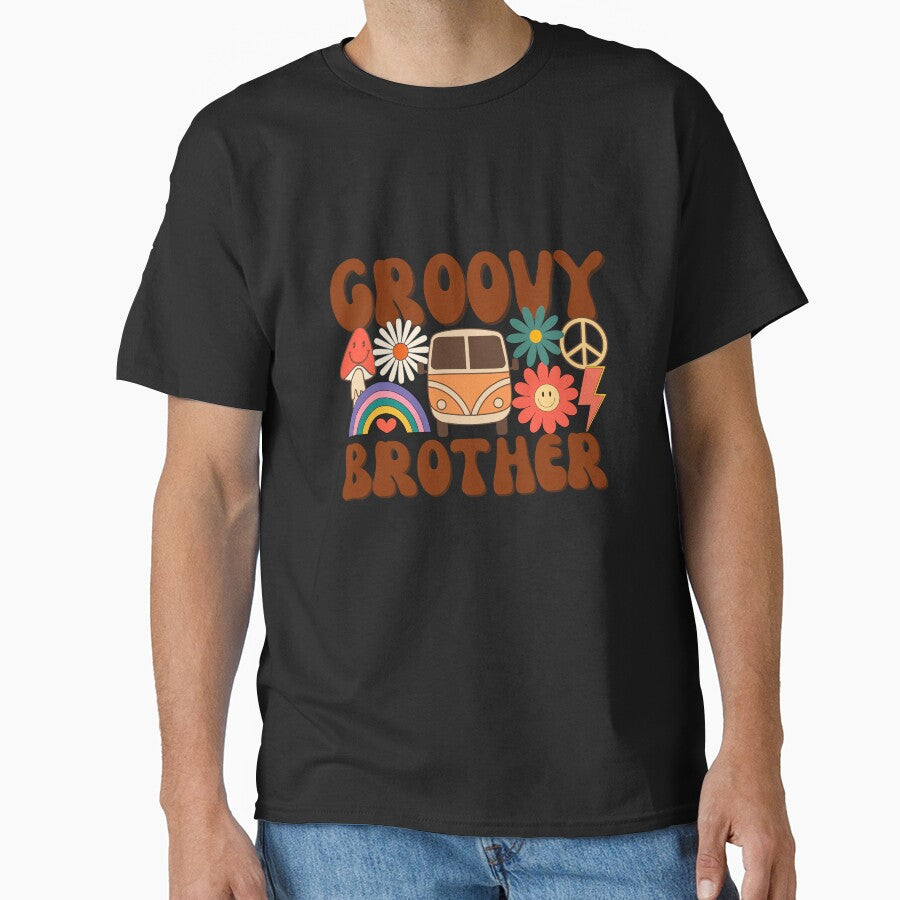 Retro Groovy 60s 70s Brother Matching Family Birthday Party Vintage T-Shirt by AUAINO