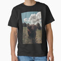 Black highland Scottish cow grazing vintage retro by Patrik Lovrin