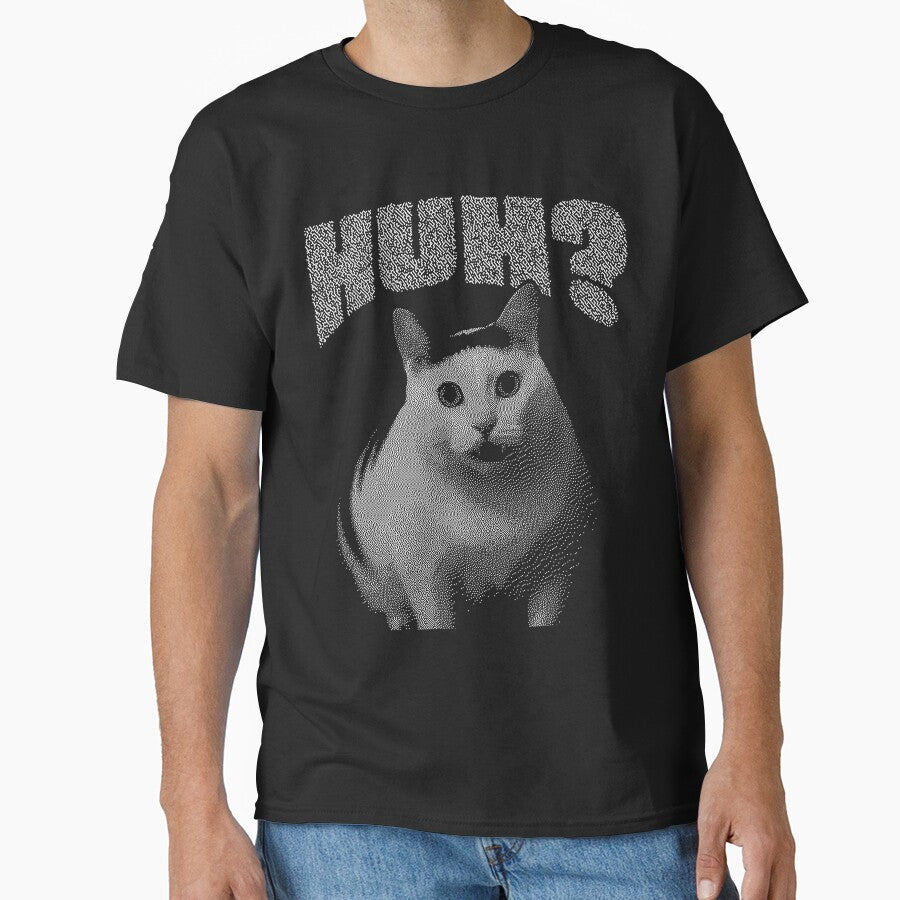 HUH Funny Confused Cat Meme Graphic Dither Style Women Men by zalderian100