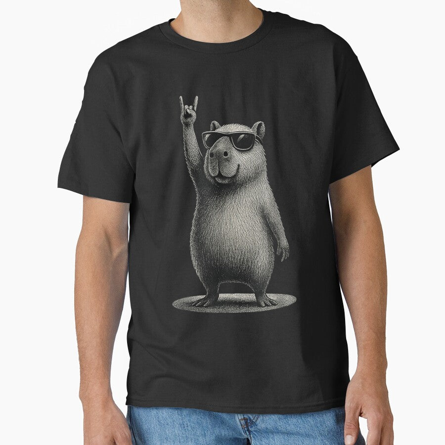 Retro Capybara Rock Music Gift Men Kids Women Funny Capybara Art for Men Women Kids , Capybara Gift Lover by DZIRI NAJAT