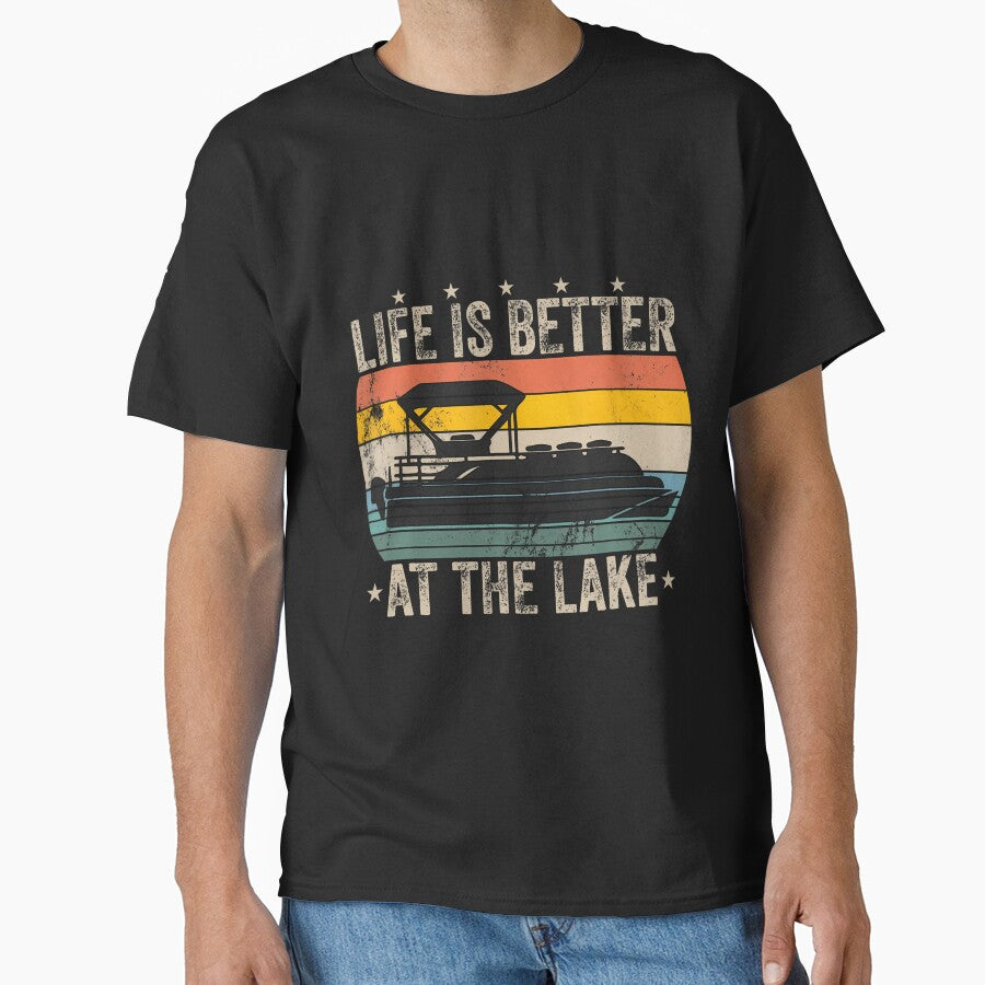 Vintage Life Is Better At The Lake Retro Boating Pontoon by ovallwfparid