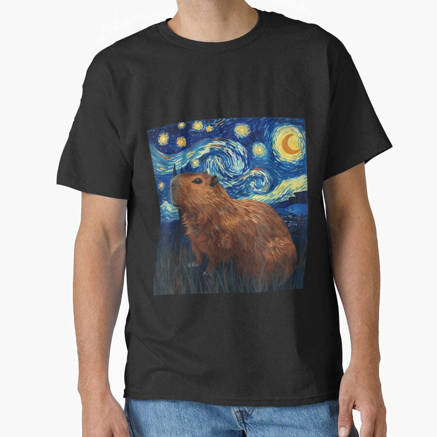 Capybara Van Gogh Style Starry Night Art for Men Women Kids , Capybara Gift Lover by DZIRI NAJAT