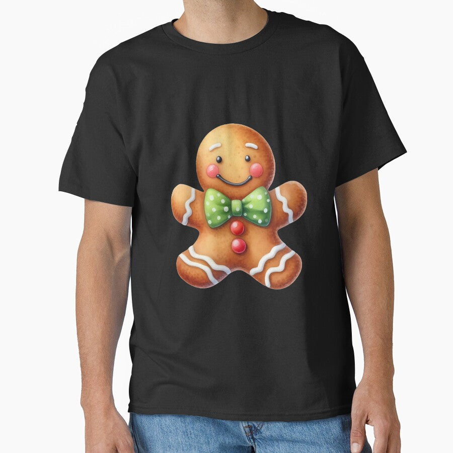 Festive Delight: Smiling Gingerbread Man Watercolor Art by aiartbay