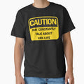 Caution: may constantly talk about van life funny van lifer nomad saying with black typography (dark mode) by Deegital18