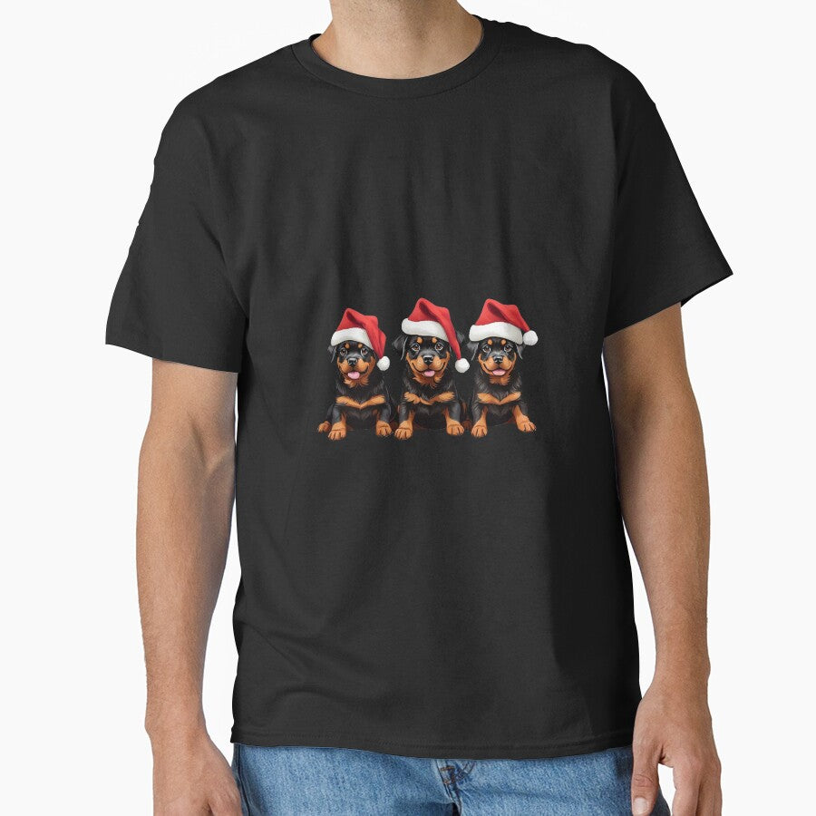 Cute Christmas Rottweilers Dogs with Santa Hats by SwanAndStone