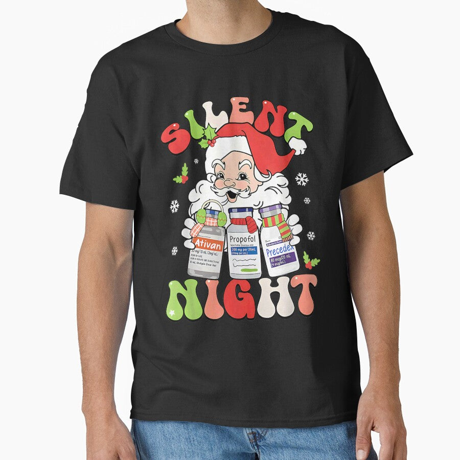 Silent Night Christmas Sweatshirt, Retro ICU Nurse Shirt, Santa's Helpers Anesthesiologist CRNA Sweater, Holiday Nurse Gift, Christmas Gifts by leonelxiao