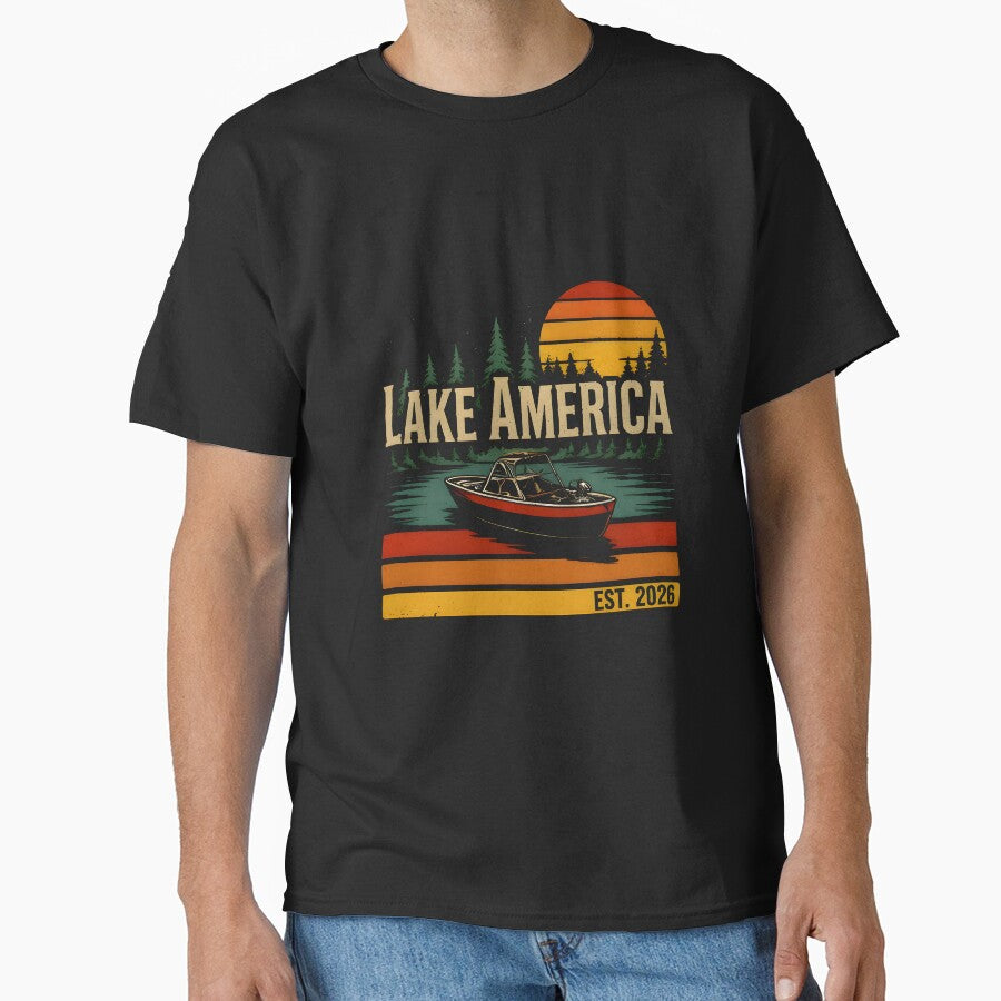Lake America Vintage Boat Tee by PixelForge11