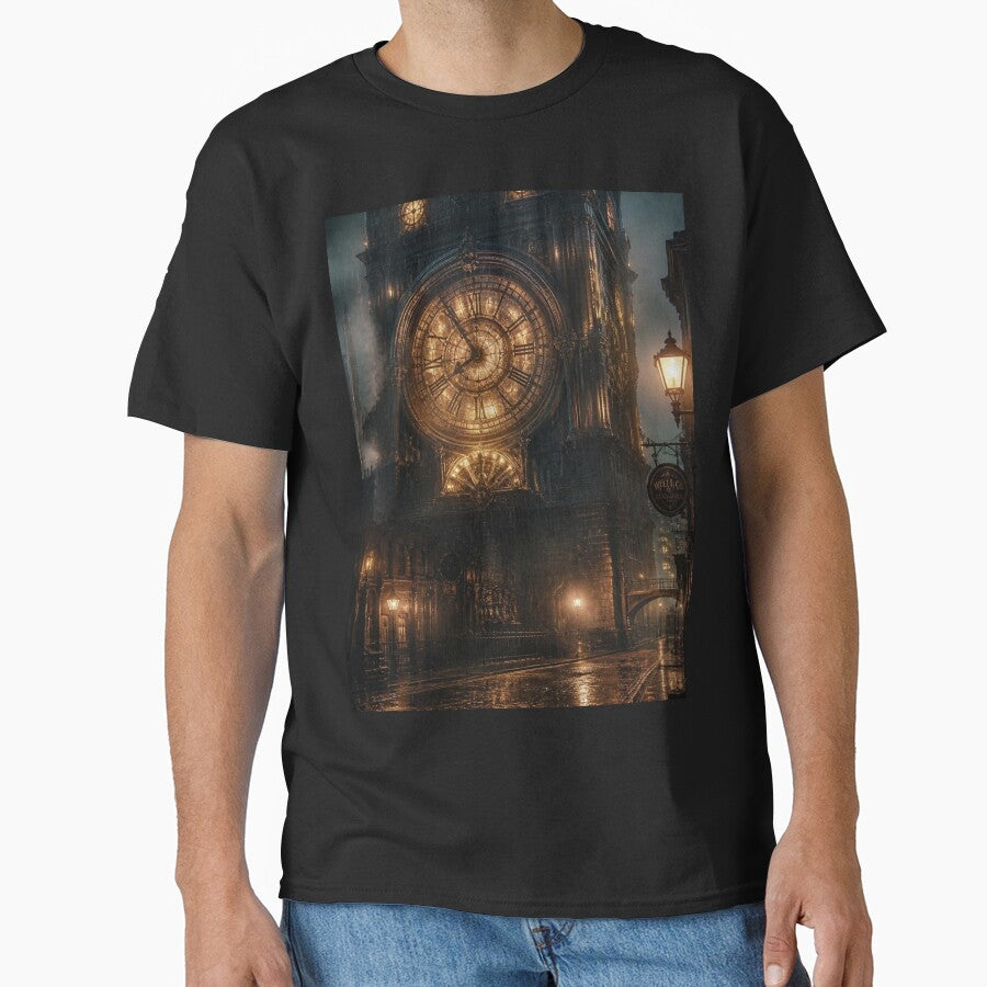Gothic Clock Tower Amber Midnight Rain by LazyDayzCo