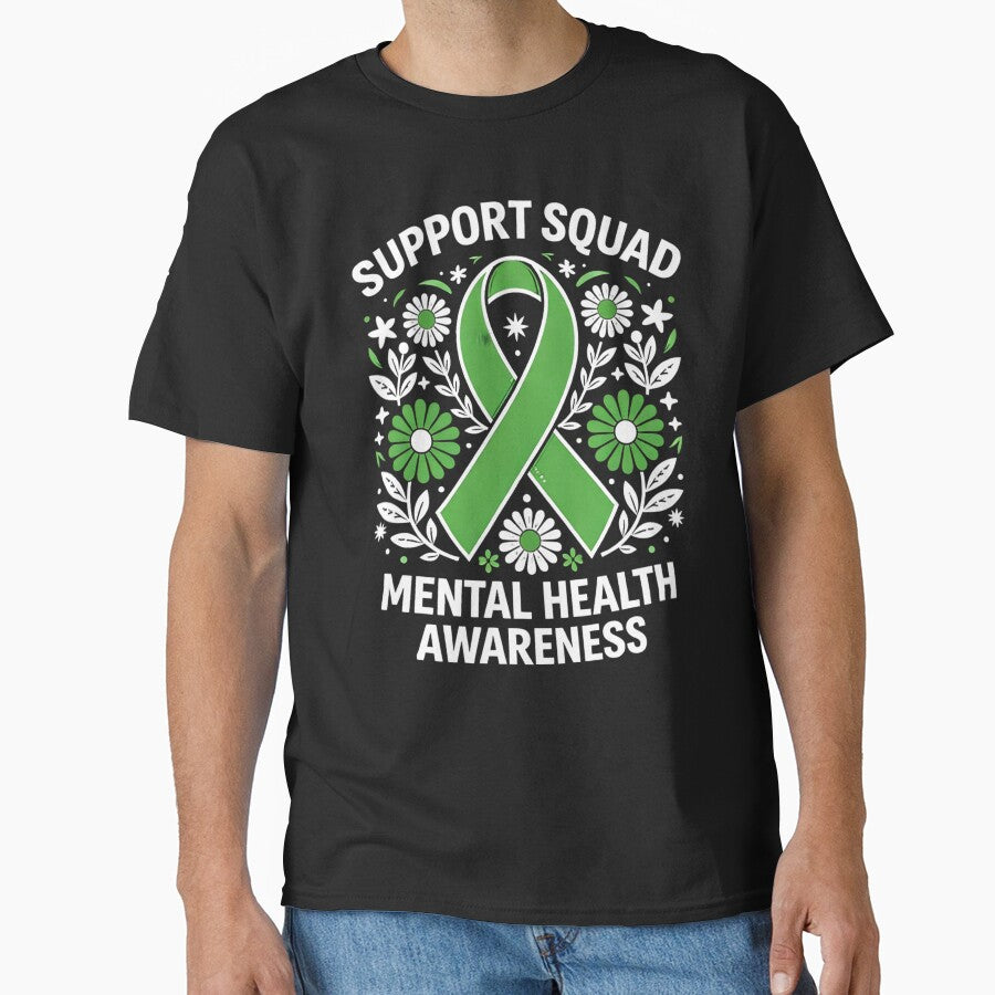 Mental Health Awareness Support Squad Green Ribbon Shirt | Anxiety Depression Awareness Tee | Mental Health Support by Artbyrome