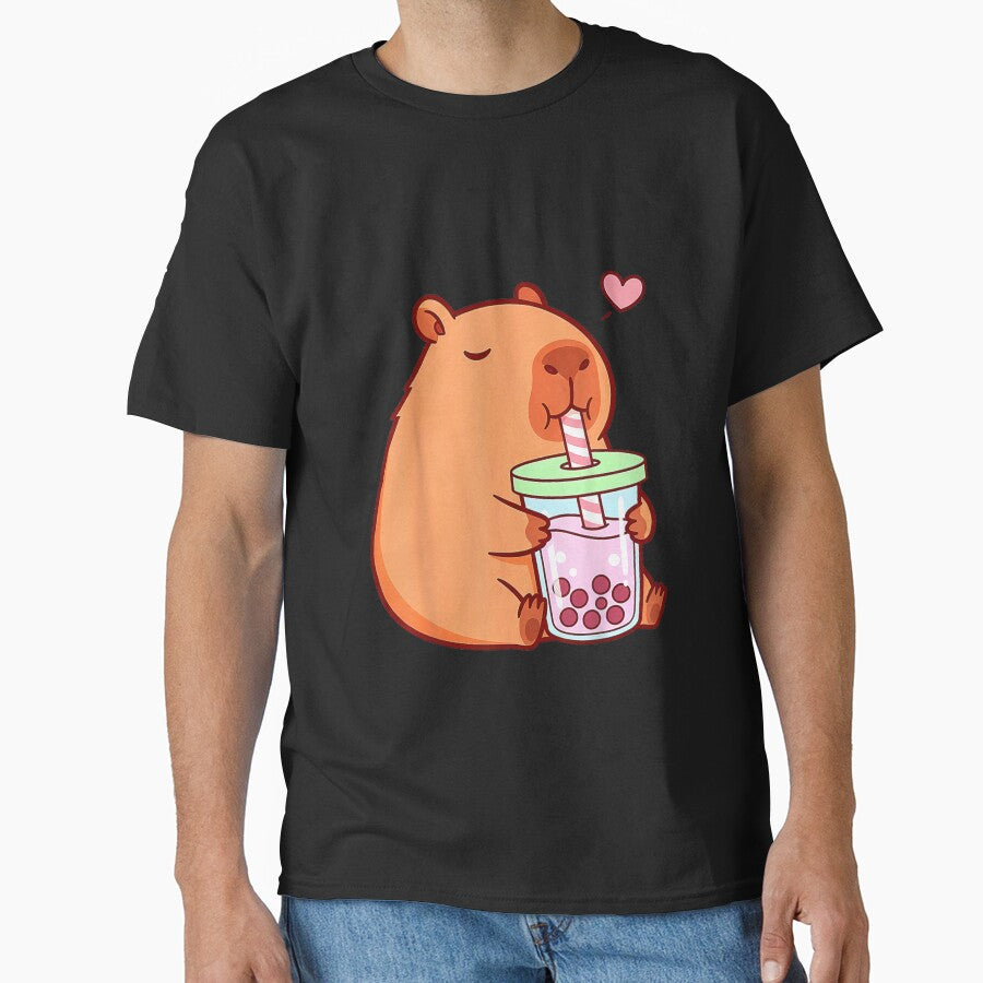 Cute Capybara Kawaii Anime Girls Drinking Boba Tea Lover Art for Men Women Kids , Capybara Gift Lover by DZIRI NAJAT