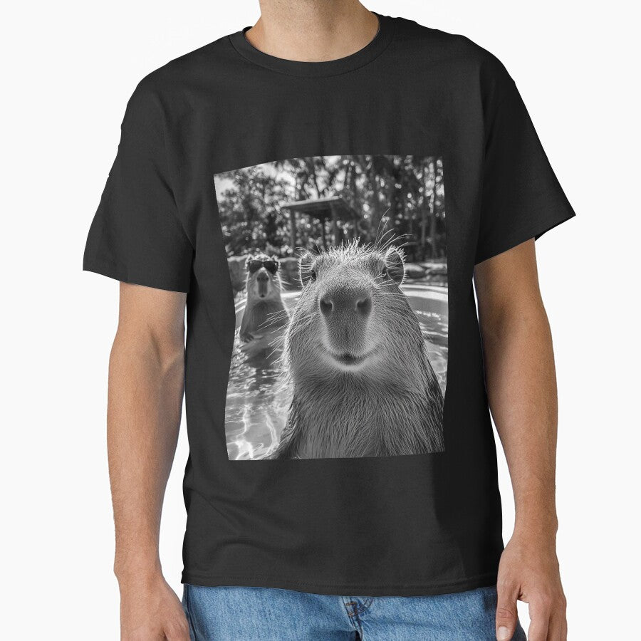 Cool Capybara Selfie Art for Men Women Kids , Capybara Gift Lover by DZIRI NAJAT
