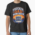 Trucker Dad Full-Time Hero - Vintage Semi Truck T-Shirt by Haque Designs