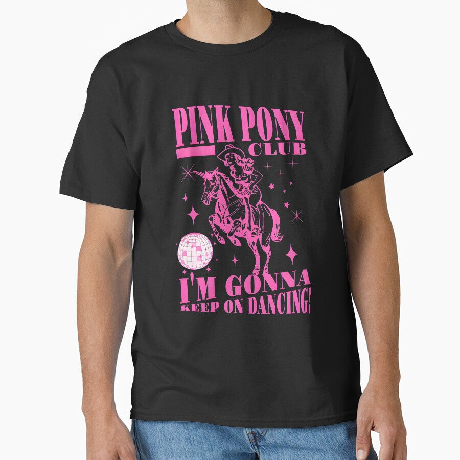 Pink Cowgirl Riding Unicorn Disco Ball Retro Western Aesthetic by Moad Fahim
