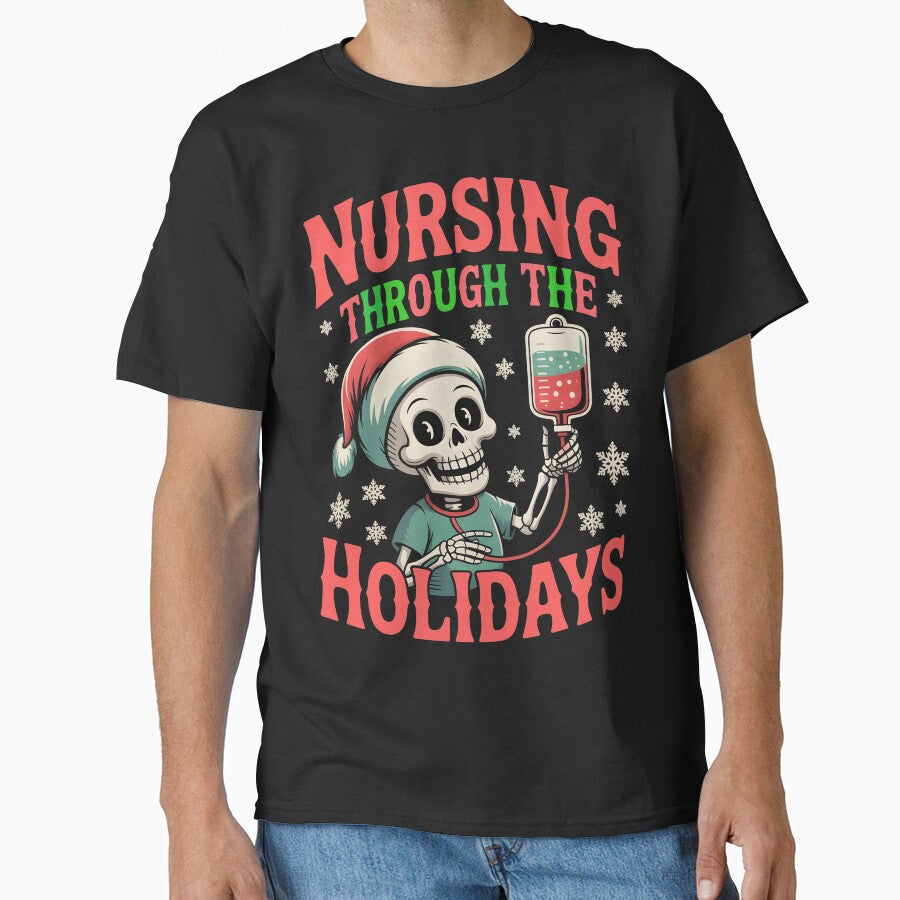 Nursing Through The Holidays – Christmas Nurse Skeleton Design by ClinicalHubs