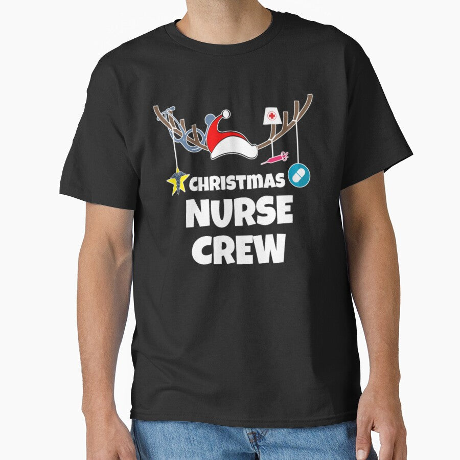 Christmas Nurse Crew Mask Tshirt by Clavitaps