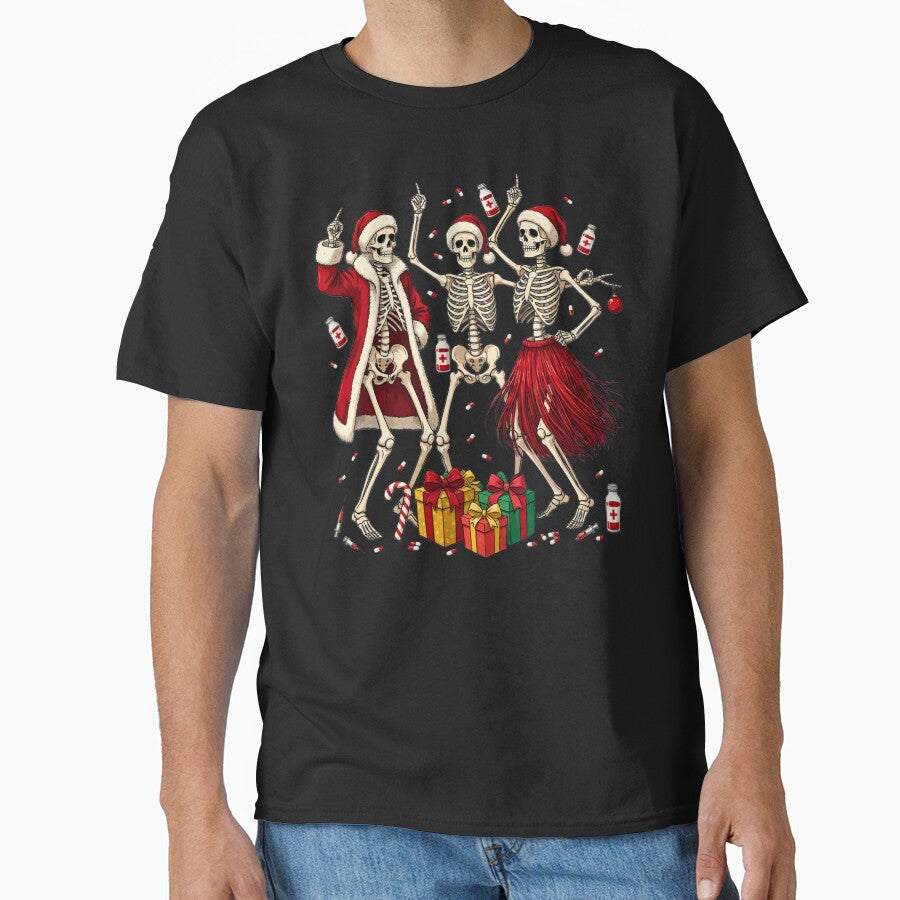 Funny Medical Skeletons Dancing Nurse Christmas Party by DYAFLK