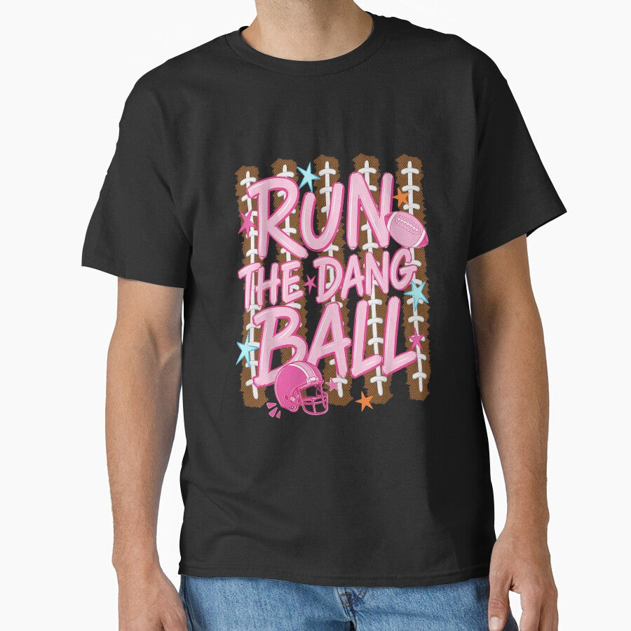 Run The Dang Ball Pink Football Sports Mom Cute Aesthetic Design by RuthLangmoreSH