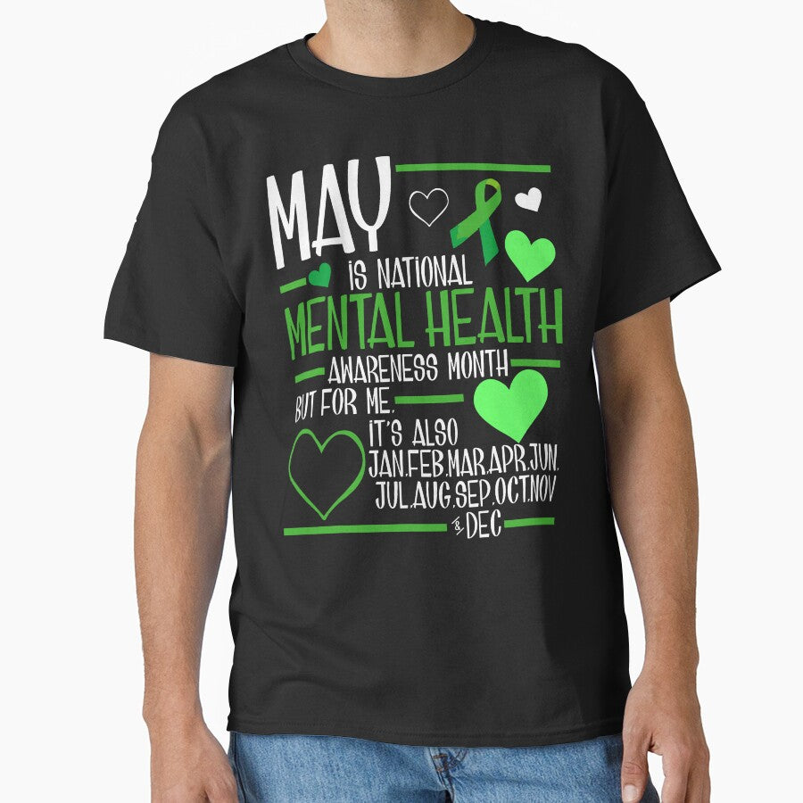 in May We Wear Green Mental Health Awareness Month Ribbon by dianerobertsss