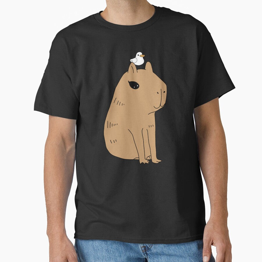 Cute Capybara And Bird by Eolithic