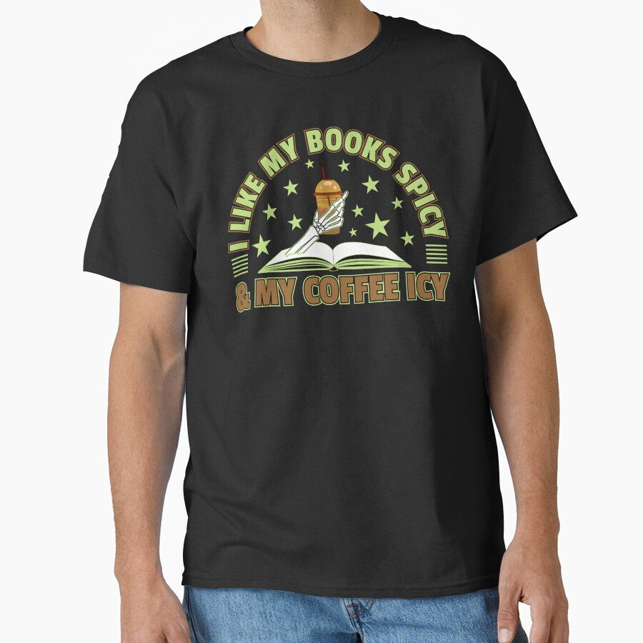 I love my books spicy and my coffee icy t-shirt design - Sticker Redbubble by bluehatgraphics