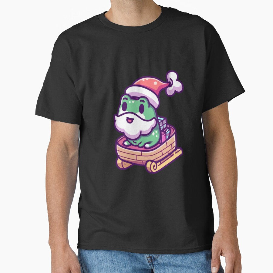 Chibi Frog Santa Beard – Kawaii Cute Frog Riding Sleigh with Gifts Funny Christmas Art by ColorSplash123