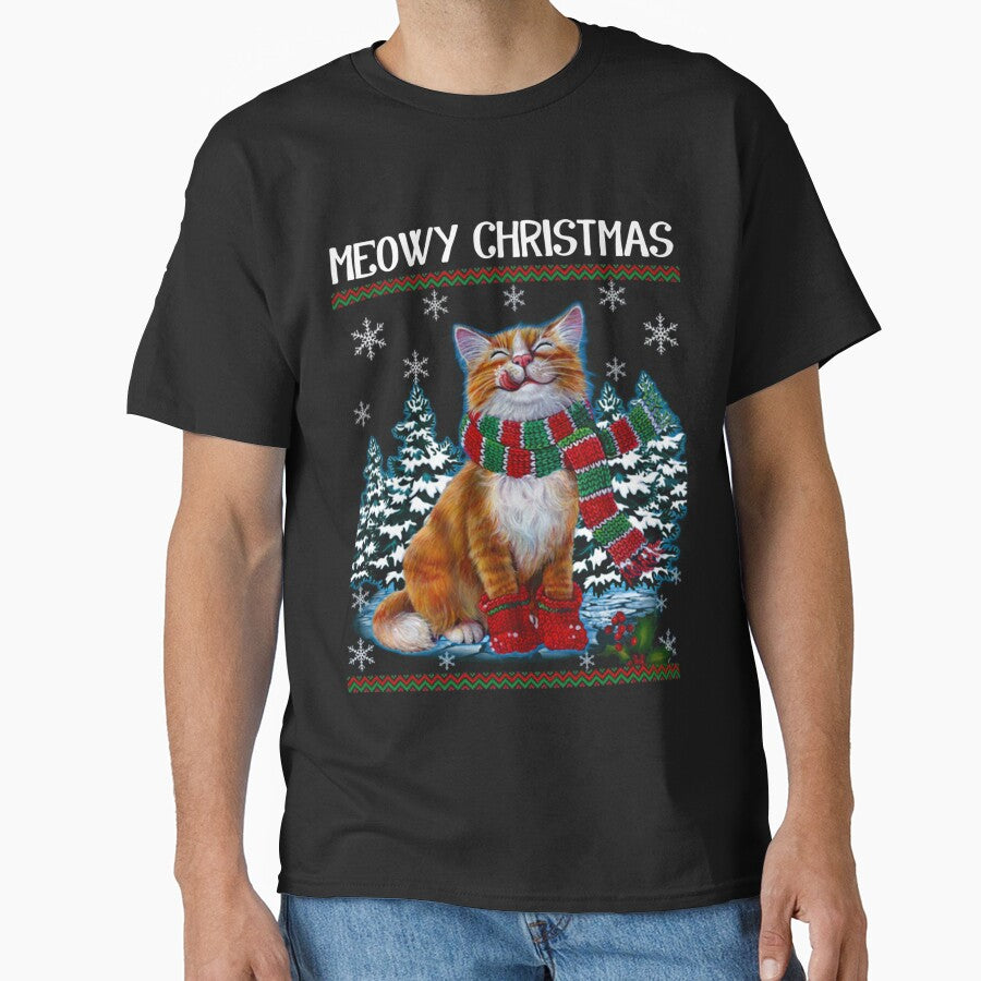 meowy christmask - meowy christmas - cat lover by Tee Pox