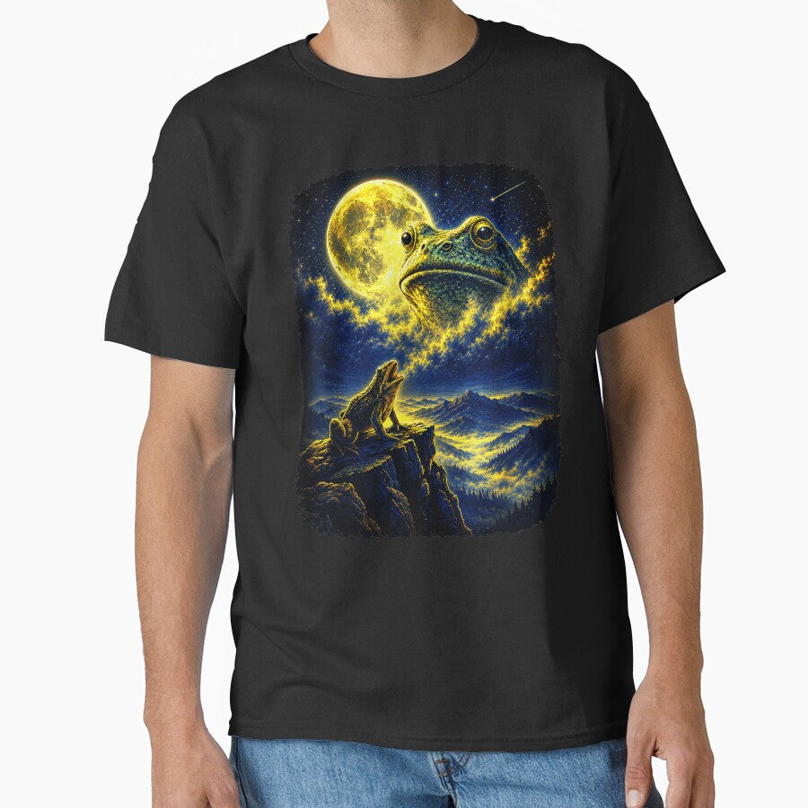 Frog Howling to the Moon Retro Vintage Graphic by AddlPoolart