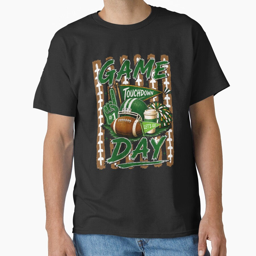 Game Day Touchdown Football Mom Girls Go Cheer Green by T9AXER