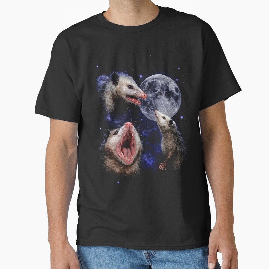 Funny Opossum Howling at Full Moon Shirt by SassCity