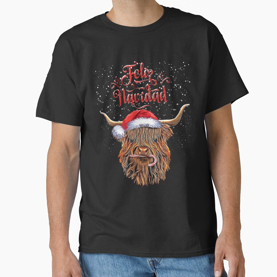 Christmas highland cow, and Feliz Navidad! Highland Cow, Christmas sweater, nativity day by Collagedream