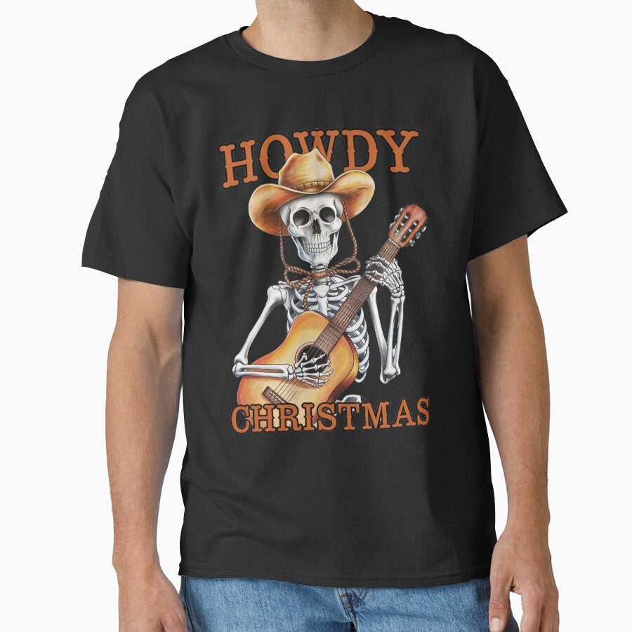 Howdy Christmas Western Cowboy SKELETON Classic T-Shirt by inkfluenceart