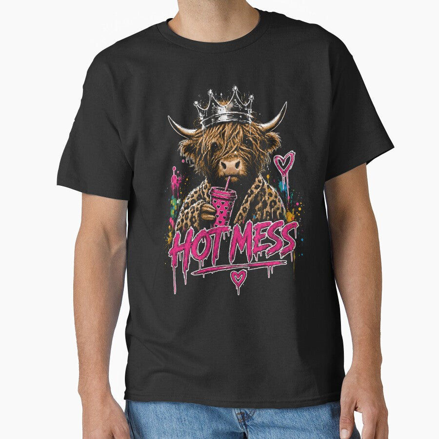 Hot Mess Highland Cow – Funny Sassy Cow Girl Western Farm Animal Design by PosiMCreations