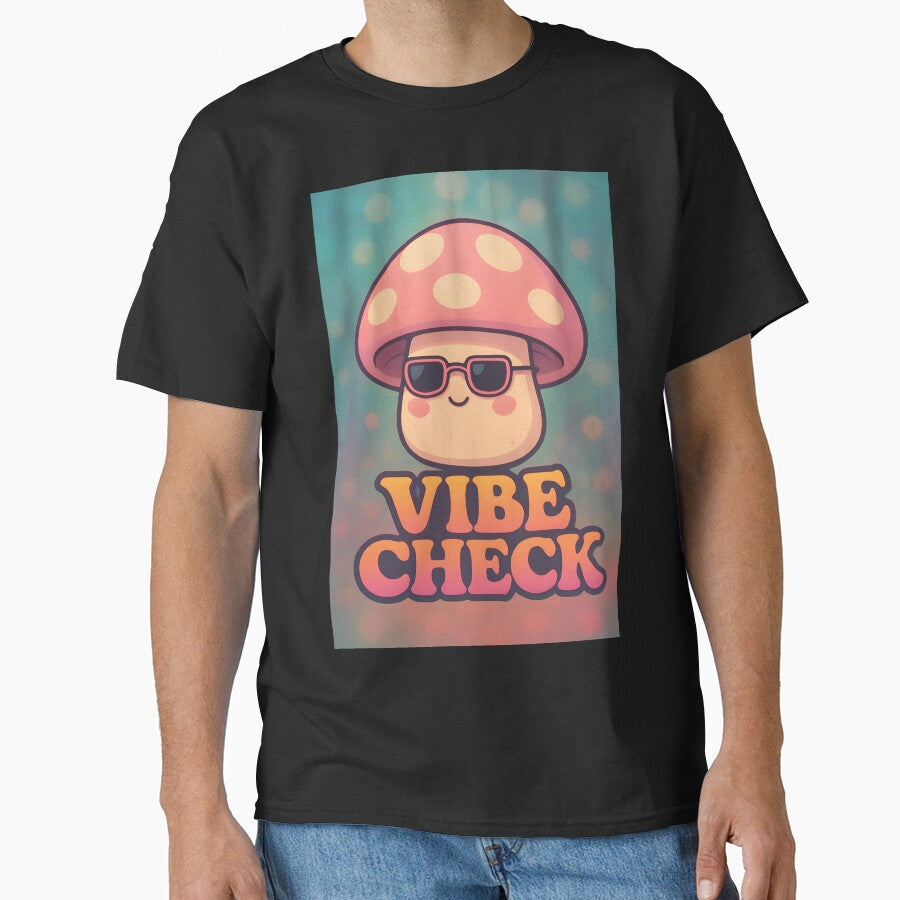 Cute Mushroom Vibe Check – Funny Aesthetic Kawaii Meme Design by Style-Sense